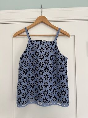 Anthropologie Maeve Light Blue Daisy Cutouts Eyelet  Women’s Size 4 Whimsical
